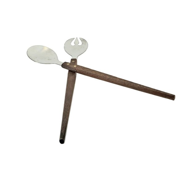 VTG Rostfrei Style Salad Serving Set Fork Spoon MCM Modern Scandinavian Dining - Picture 3 of 4